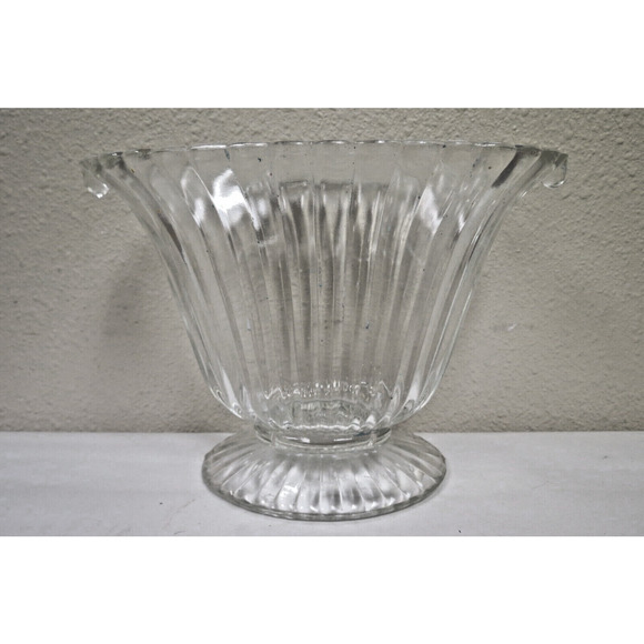 Vintage Jeannette Clear Glass 6" Fan Vase National Pattern Ribbed & Fluted 1930s - Picture 2 of 6